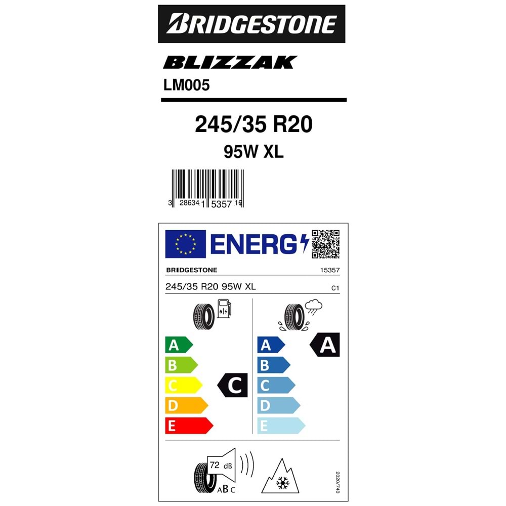 245/35R20 BLIZZAK LM005 95W XL M+S / SFM BS