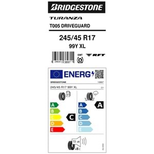 245/45R17 T005 DRIVEGUARD RFT 99Y XL TPMS'li Tüm Binek Araçlar için BS