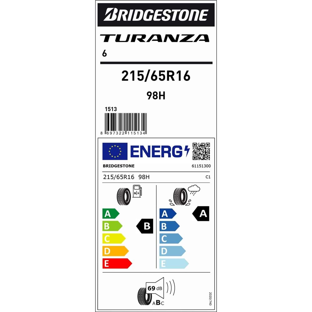 215/65R16 98H TURANZA 6